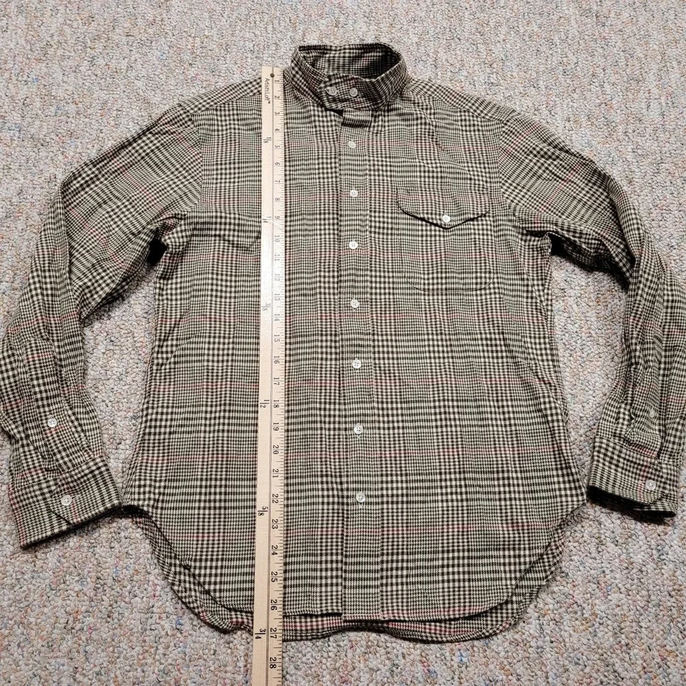 Ralph Lauren Shirt Boys 12 Plaid Mandarin Band Collar Button Up Long Sleeve Pony